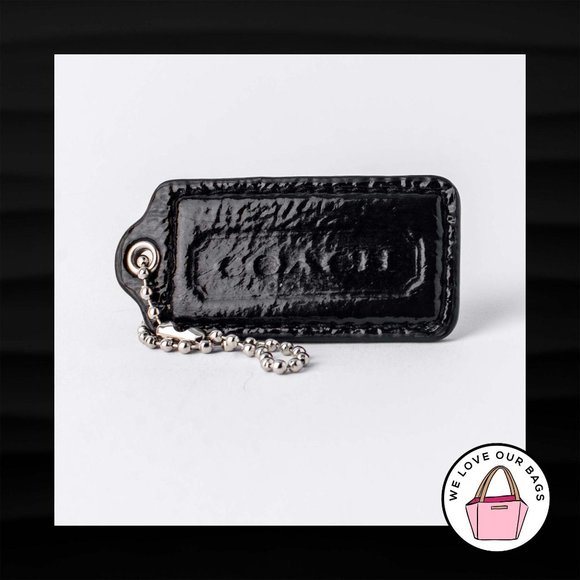2.5" Large COACH BLACK LEATHER KEY FOB BAG CHARM KEYCHAIN HANGTAG TAG - Picture 1 of 1